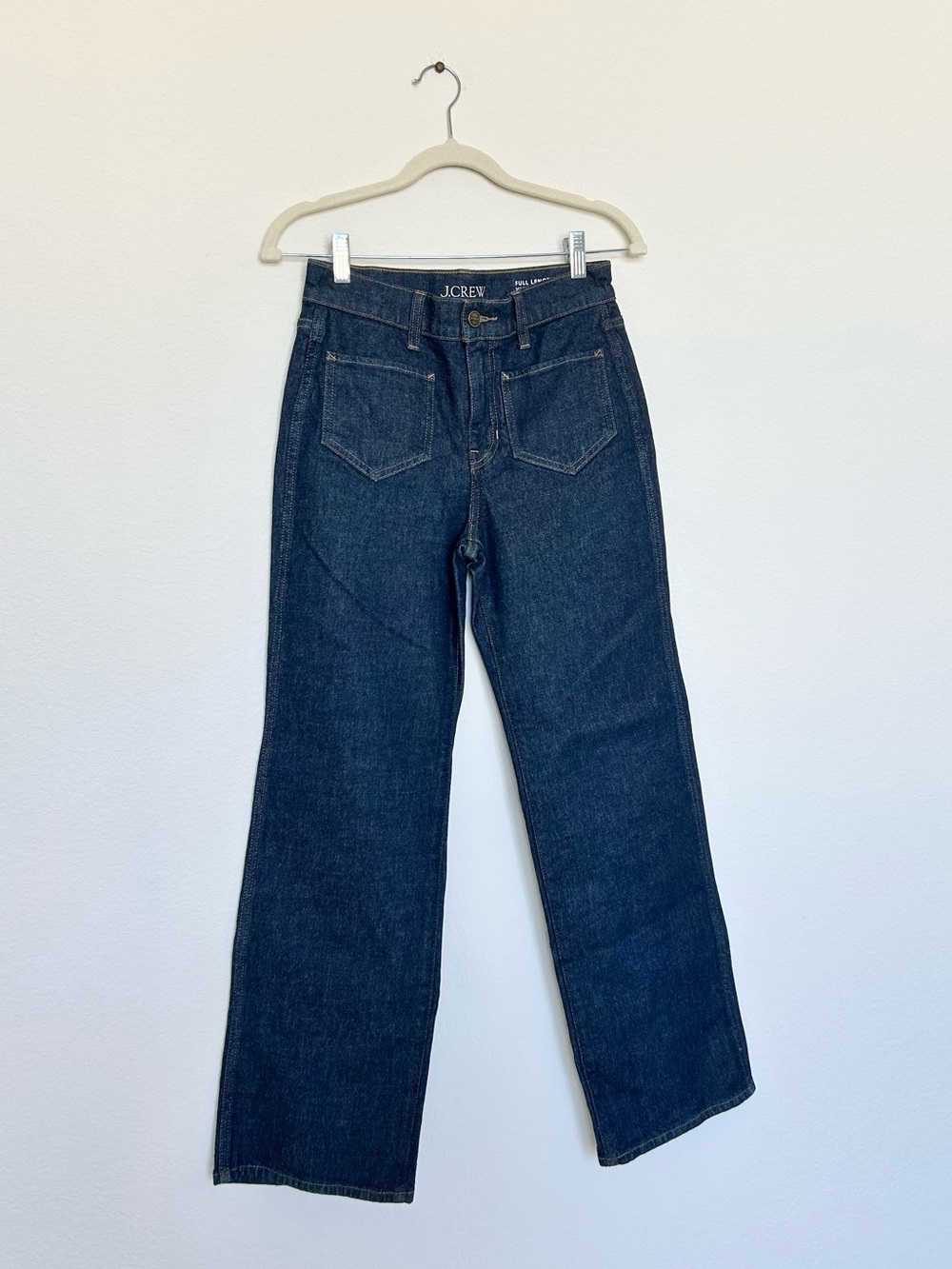 J. Crew Full Length Slim Wide Jean with Patch Pockets in Rinse Wash - Picture 7 of 12